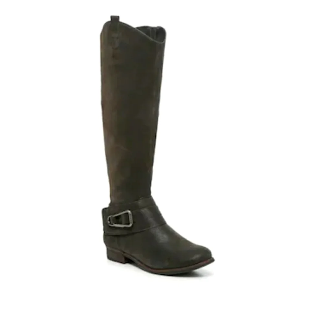 NIB Black Knee High Bonnie Boot Women's Size 6 With Buckle Detail Crown Vintage